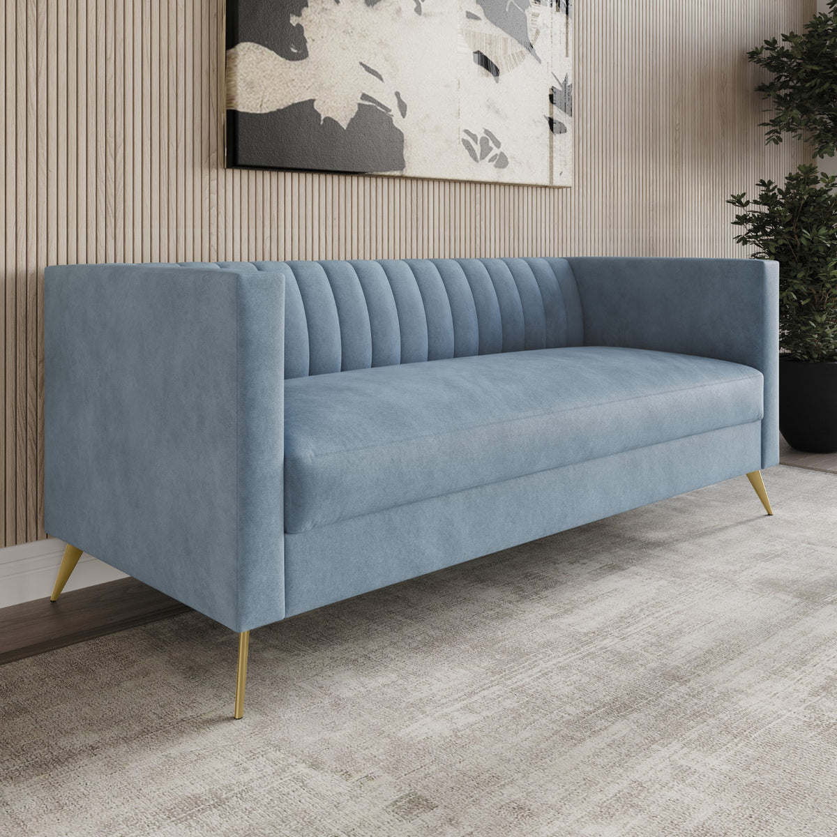 Home Design Weiss Velvet Square Arm Sofa