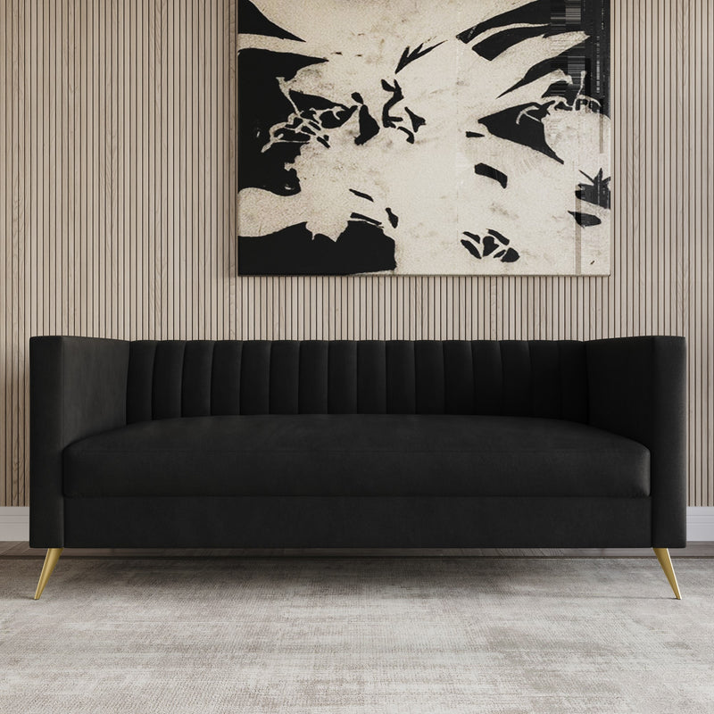 Home Design Weiss Velvet Square Arm Sofa