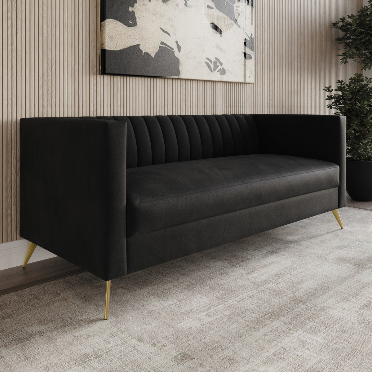 Home Design Weiss Velvet Square Arm Sofa