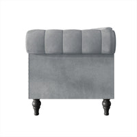 Home Design Kelso Velvet Rolled Arm Loveseat with Deep Button Tufting, Nailhead Trim and Turned Legs