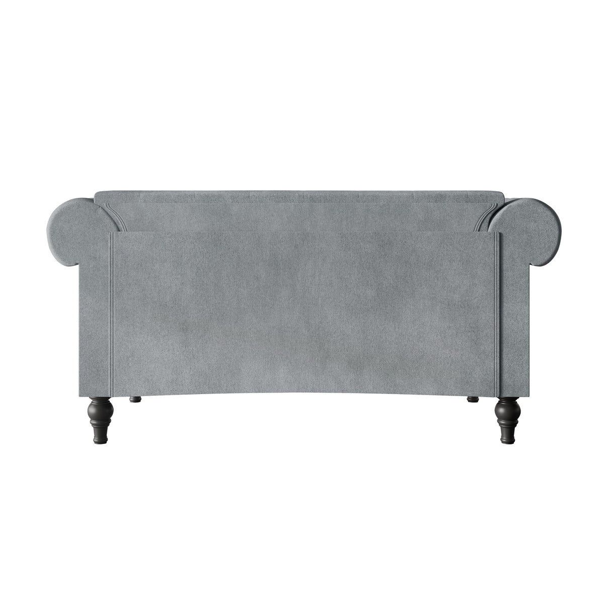Home Design Kelso Velvet Rolled Arm Loveseat with Deep Button Tufting, Nailhead Trim and Turned Legs