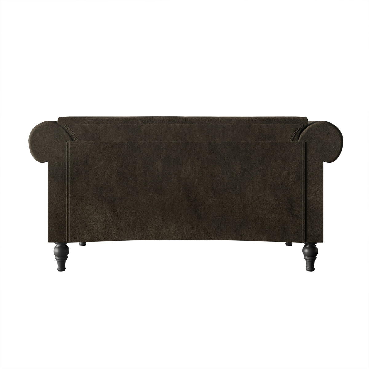 Home Design Kelso 3-Piece Velvet Living Room Set With Rolled Arm Chair, Loveseat and Sofa, Deep Button Tufting and Turned Legs