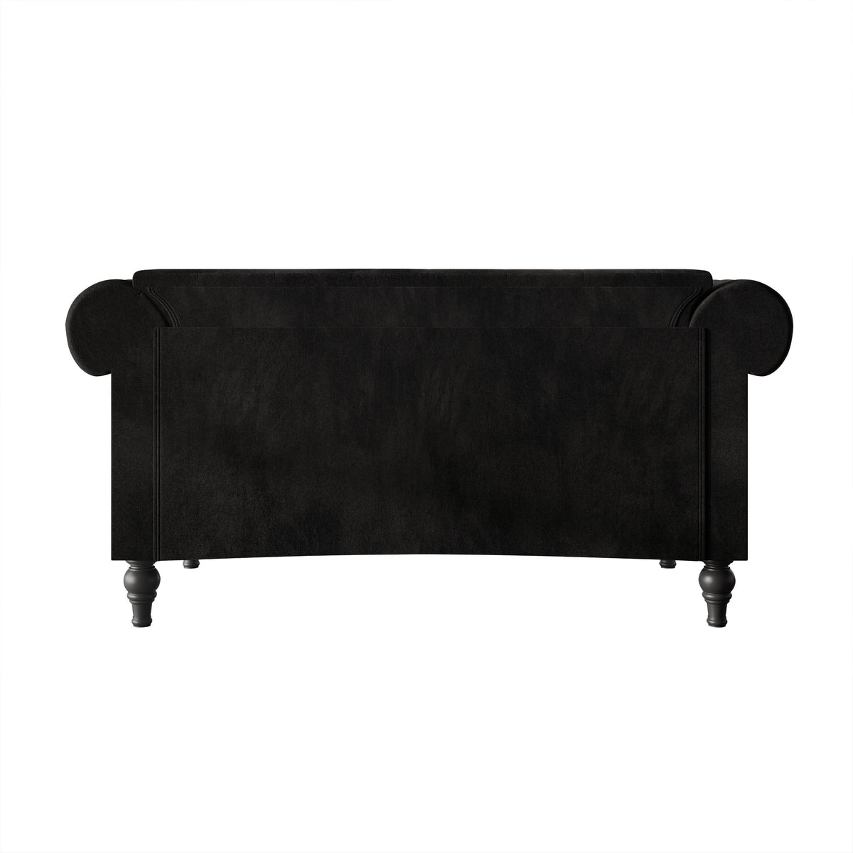 Home Design Kelso Velvet Rolled Arm Loveseat with Deep Button Tufting, Nailhead Trim and Turned Legs