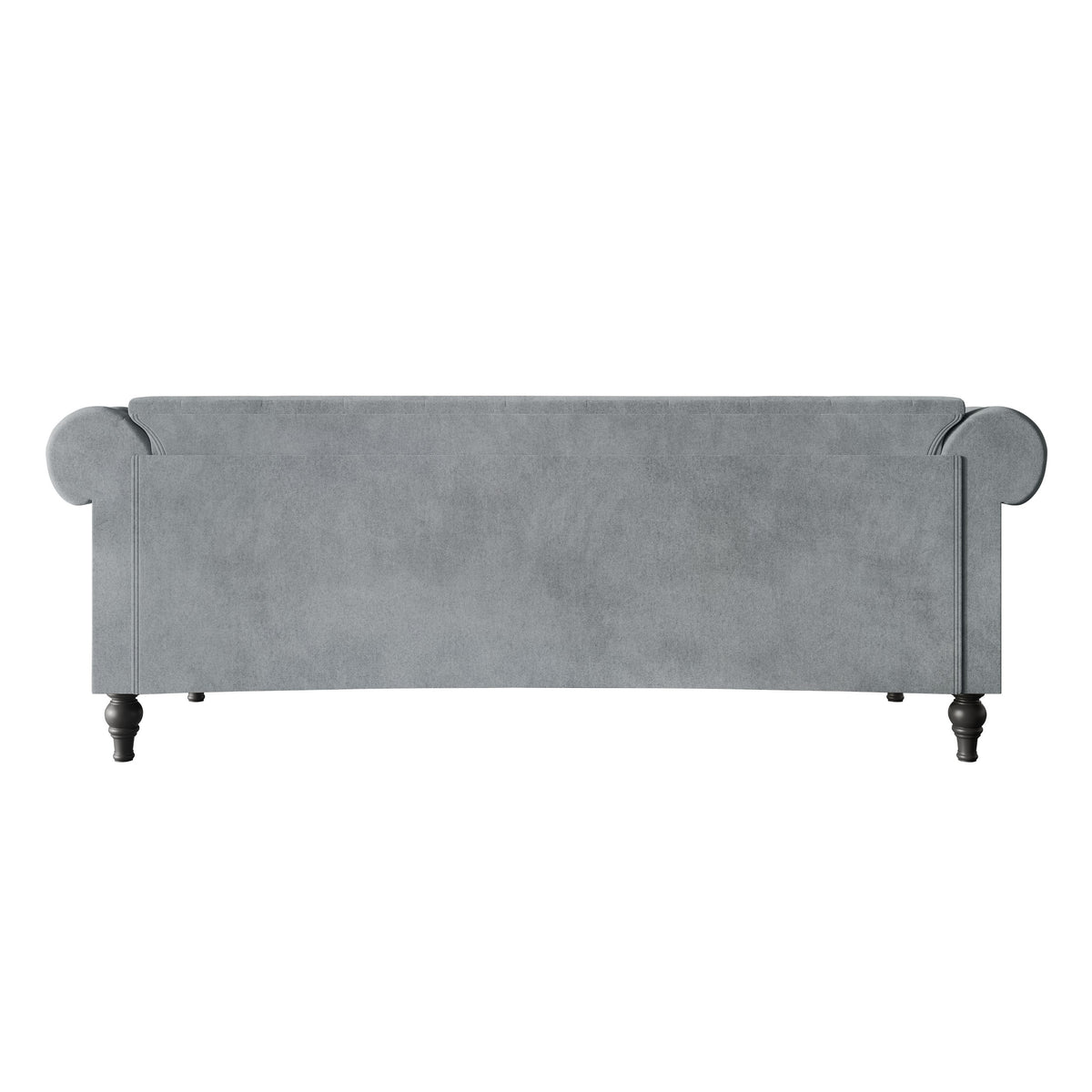 Home Design Kelso Velvet Rolled Arm Sofa with Deep Button Tufting, Nailhead Trim and Turned Legs