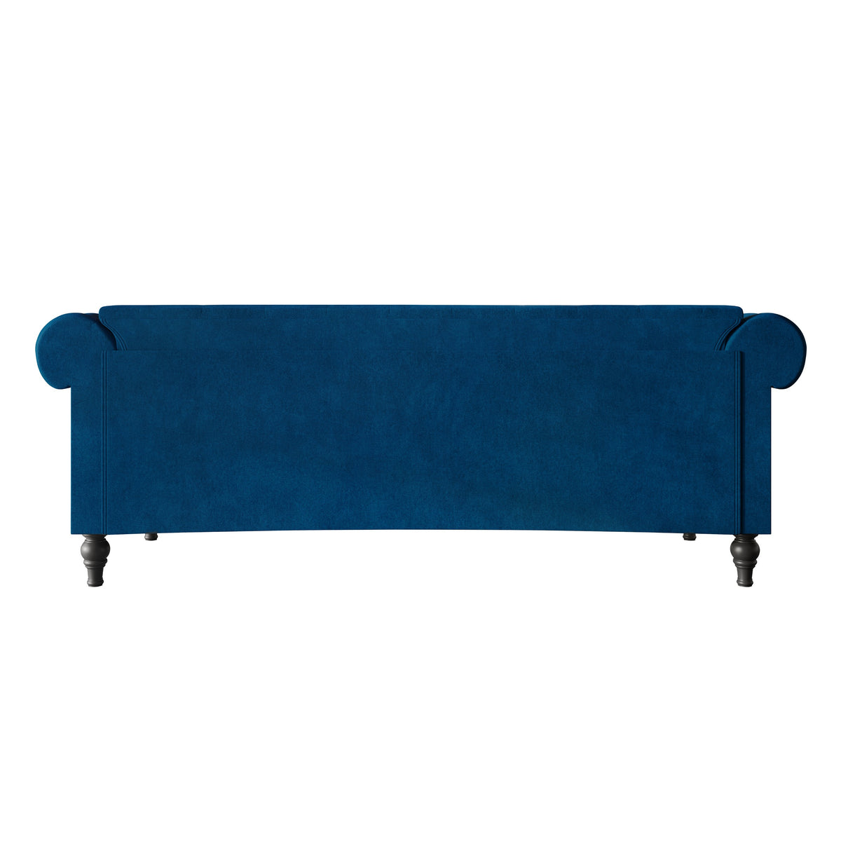 Home Design Kelso 3-Piece Velvet Living Room Set With Rolled Arm Chair, Loveseat and Sofa, Deep Button Tufting and Turned Legs
