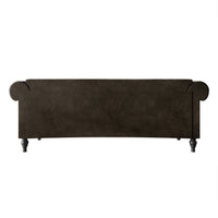 Home Design Kelso Velvet Rolled Arm Sofa with Deep Button Tufting, Nailhead Trim and Turned Legs