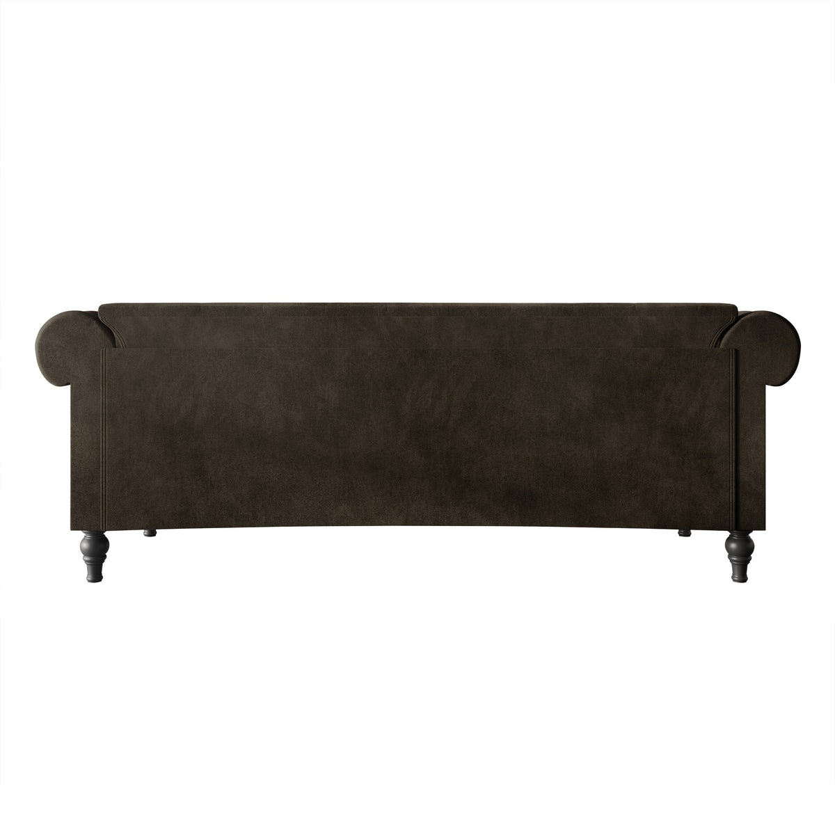 Home Design Kelso 3-Piece Velvet Living Room Set With Rolled Arm Chair, Loveseat and Sofa, Deep Button Tufting and Turned Legs
