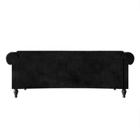 Home Design Kelso Velvet Rolled Arm Sofa with Deep Button Tufting, Nailhead Trim and Turned Legs