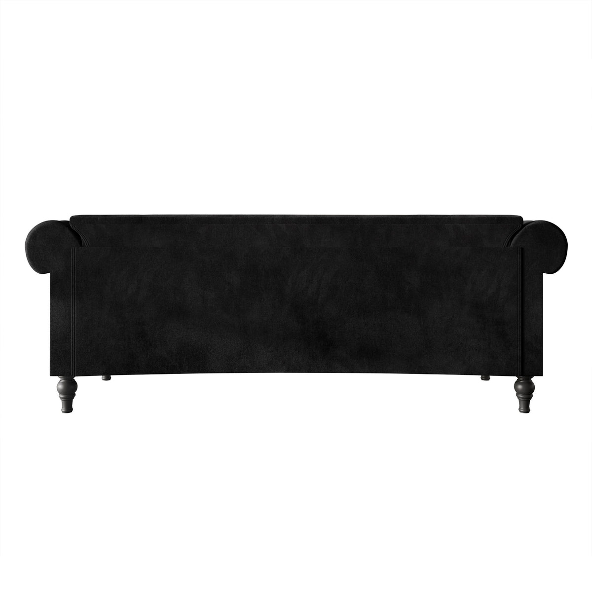 Home Design Kelso 3-Piece Velvet Living Room Set With Rolled Arm Chair, Loveseat and Sofa, Deep Button Tufting and Turned Legs