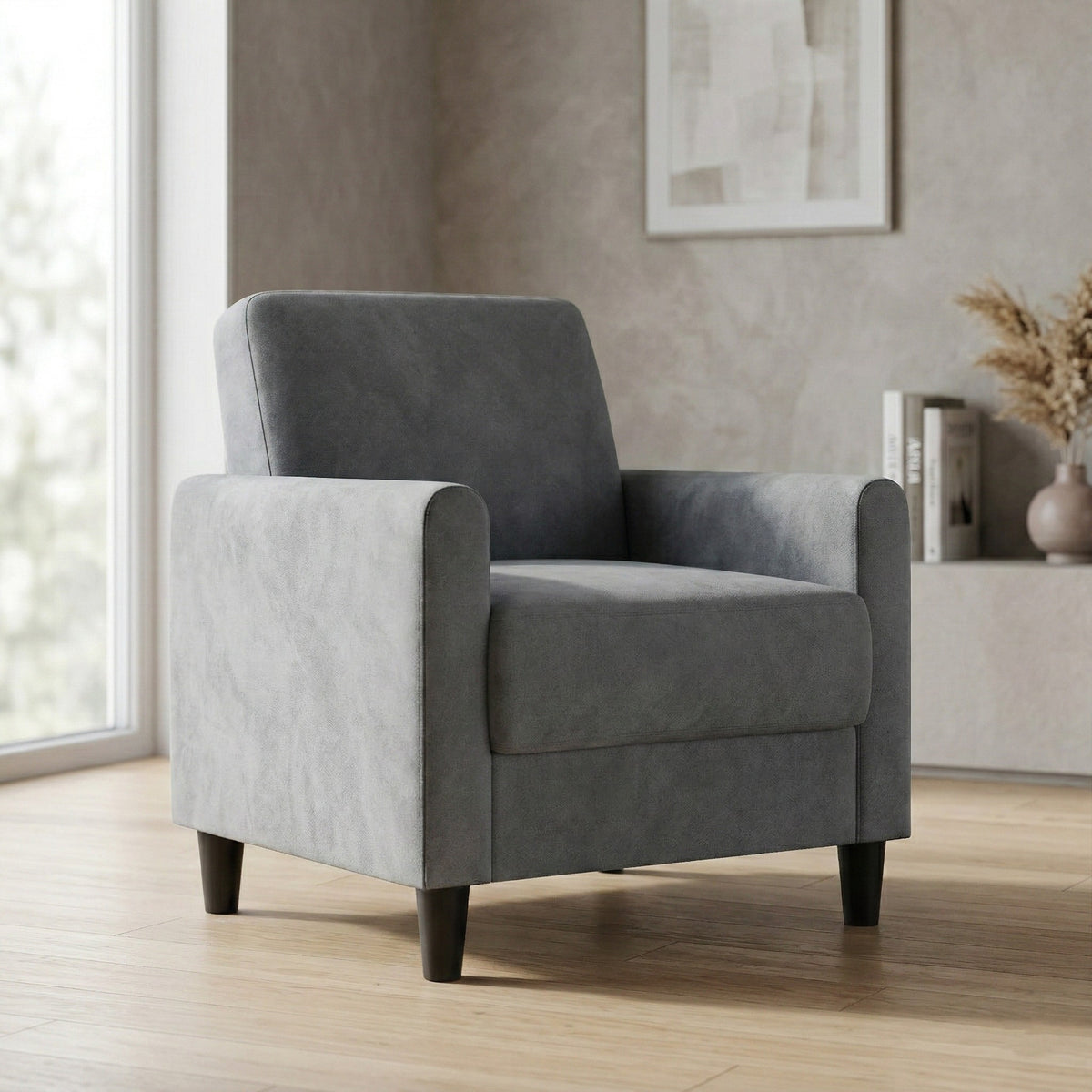 Home Design Goliad Velvet Armchair with Pocket Spring, Soft Cushions, Clean Lines Design