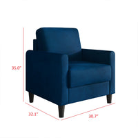 Home Design Goliad Velvet Armchair with Pocket Spring, Soft Cushions, Clean Lines Design