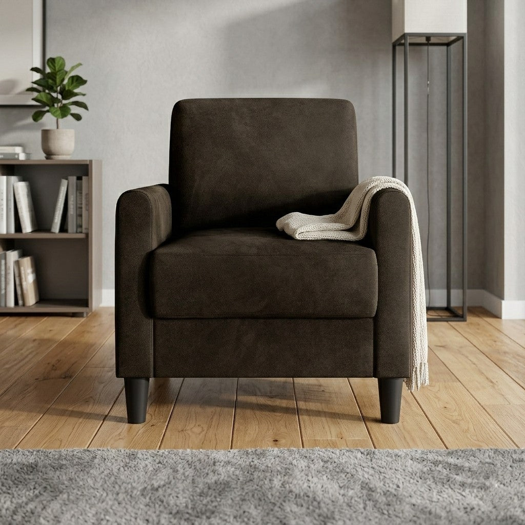 Home Design Goliad Velvet Armchair with Pocket Spring, Soft Cushions, Clean Lines Design