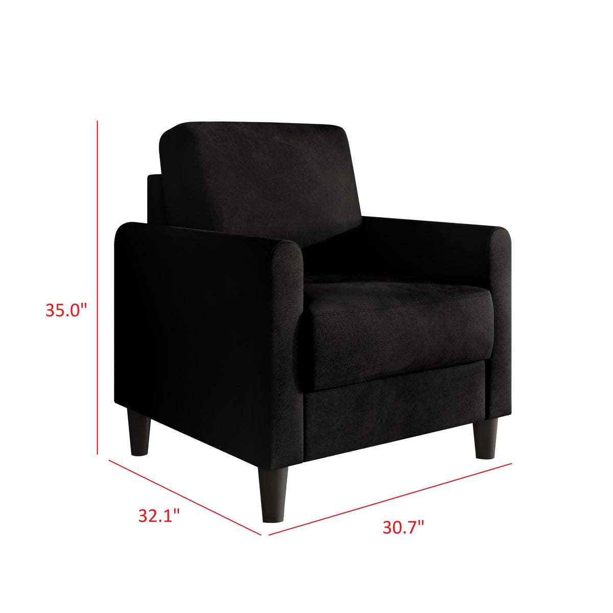 Home Design Goliad Velvet Armchair with Pocket Spring, Soft Cushions, Clean Lines Design