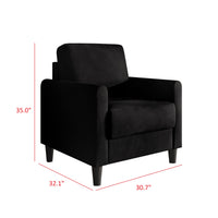 Home Design Goliad Velvet Armchair with Pocket Spring, Soft Cushions, Clean Lines Design