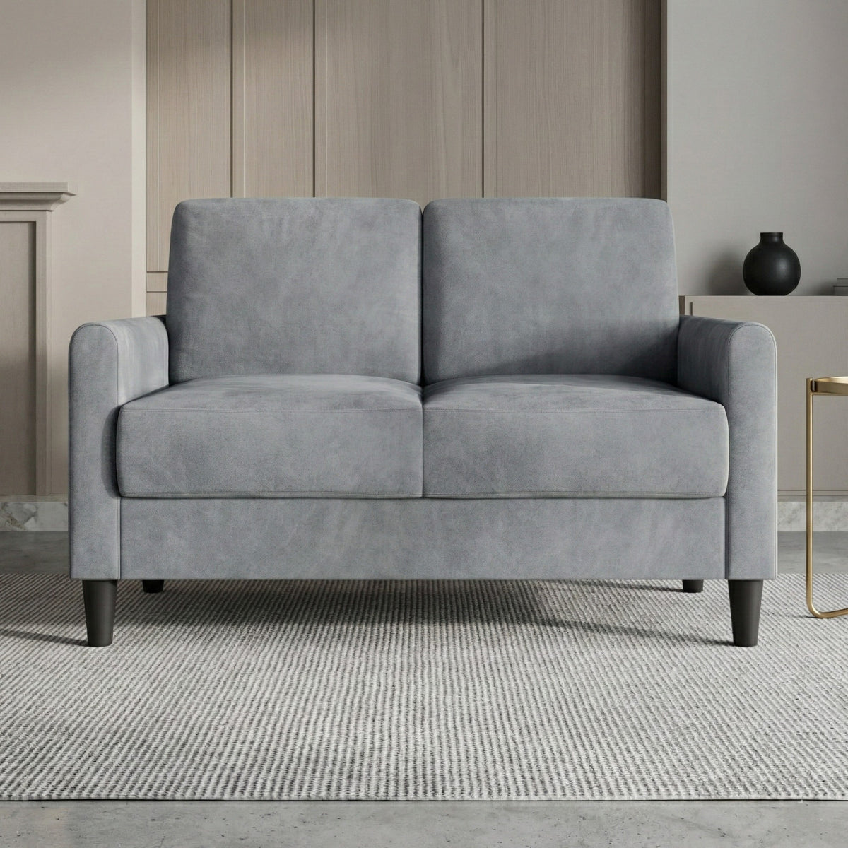 Home Design Goliad Velvet Arm Loveseat with Pocket Spring, Soft Cushions, Clean Lines Design
