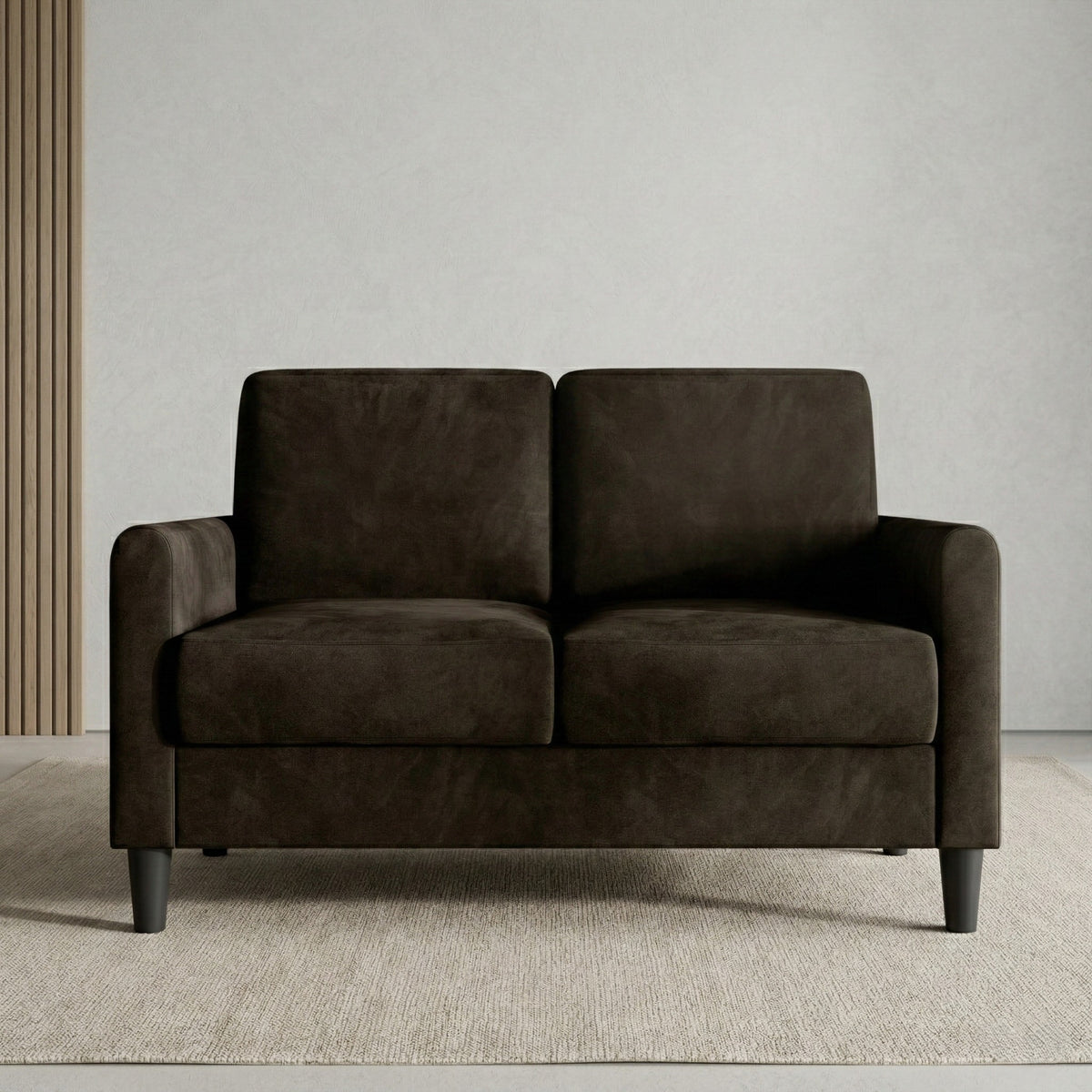Home Design Goliad Velvet Arm Loveseat with Pocket Spring, Soft Cushions, Clean Lines Design