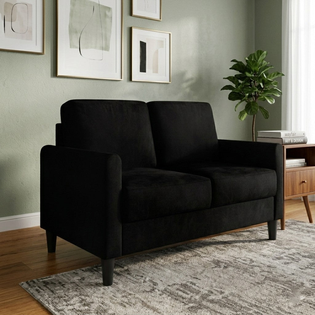 Home Design Goliad Velvet Arm Loveseat with Pocket Spring, Soft Cushions, Clean Lines Design