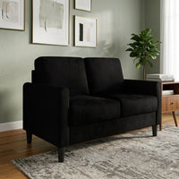 Home Design Goliad Velvet Arm Loveseat with Pocket Spring, Soft Cushions, Clean Lines Design