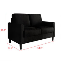Home Design Goliad Velvet Arm Loveseat with Pocket Spring, Soft Cushions, Clean Lines Design