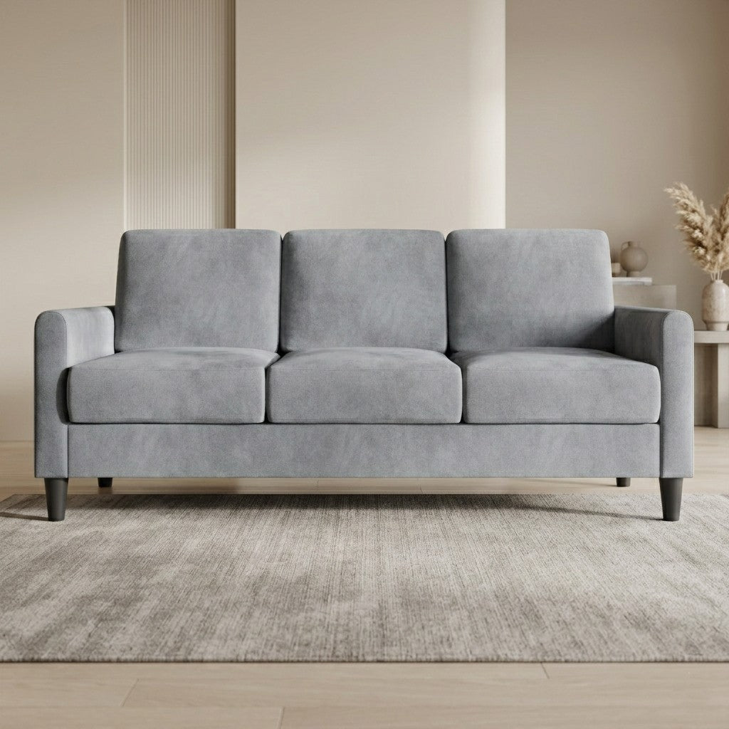 Home Design Goliad Velvet Arm Sofa with Pocket Spring, Soft Cushions, Clean Lines Design