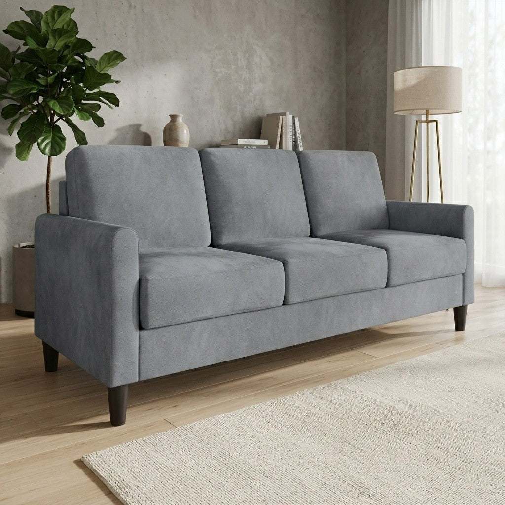 Home Design Goliad Velvet Arm Sofa with Pocket Spring, Soft Cushions, Clean Lines Design