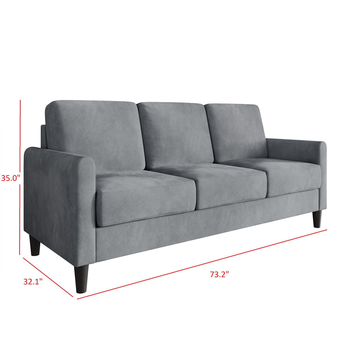 Home Design Goliad Velvet Arm Sofa with Pocket Spring, Soft Cushions, Clean Lines Design