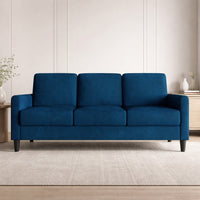 Home Design Goliad Velvet Arm Sofa with Pocket Spring, Soft Cushions, Clean Lines Design