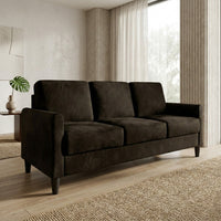 Home Design Goliad Velvet Arm Sofa with Pocket Spring, Soft Cushions, Clean Lines Design
