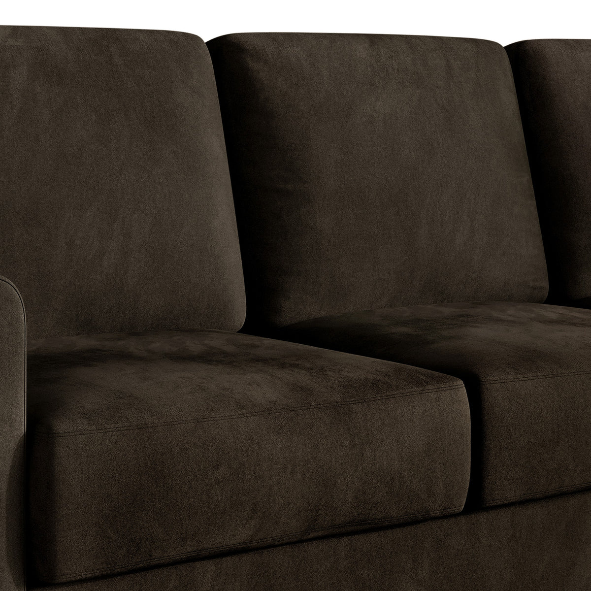 Home Design Goliad Velvet Arm Sofa with Pocket Spring, Soft Cushions, Clean Lines Design