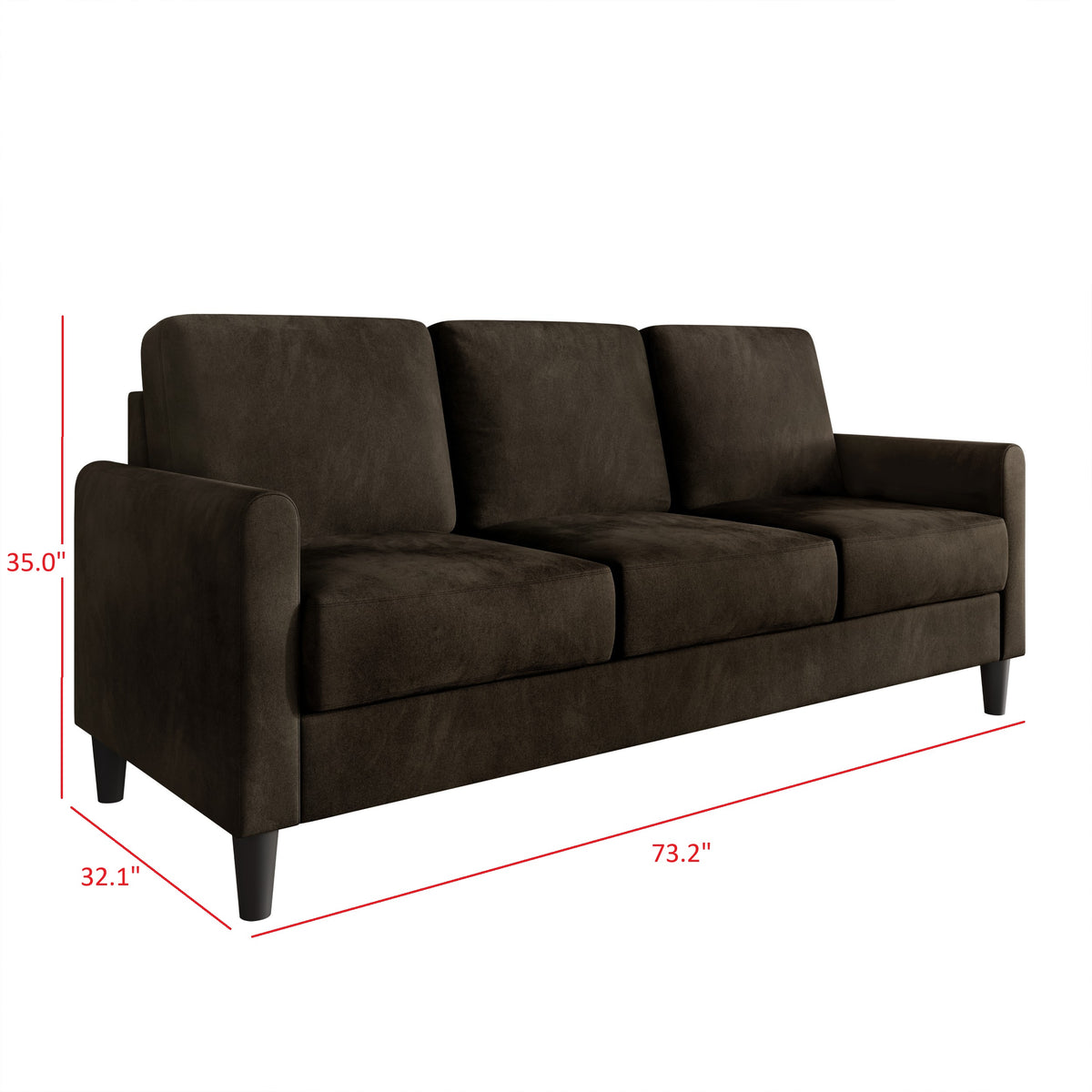 Home Design Goliad Velvet Arm Sofa with Pocket Spring, Soft Cushions, Clean Lines Design