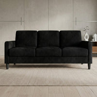Home Design Goliad Velvet Arm Sofa with Pocket Spring, Soft Cushions, Clean Lines Design
