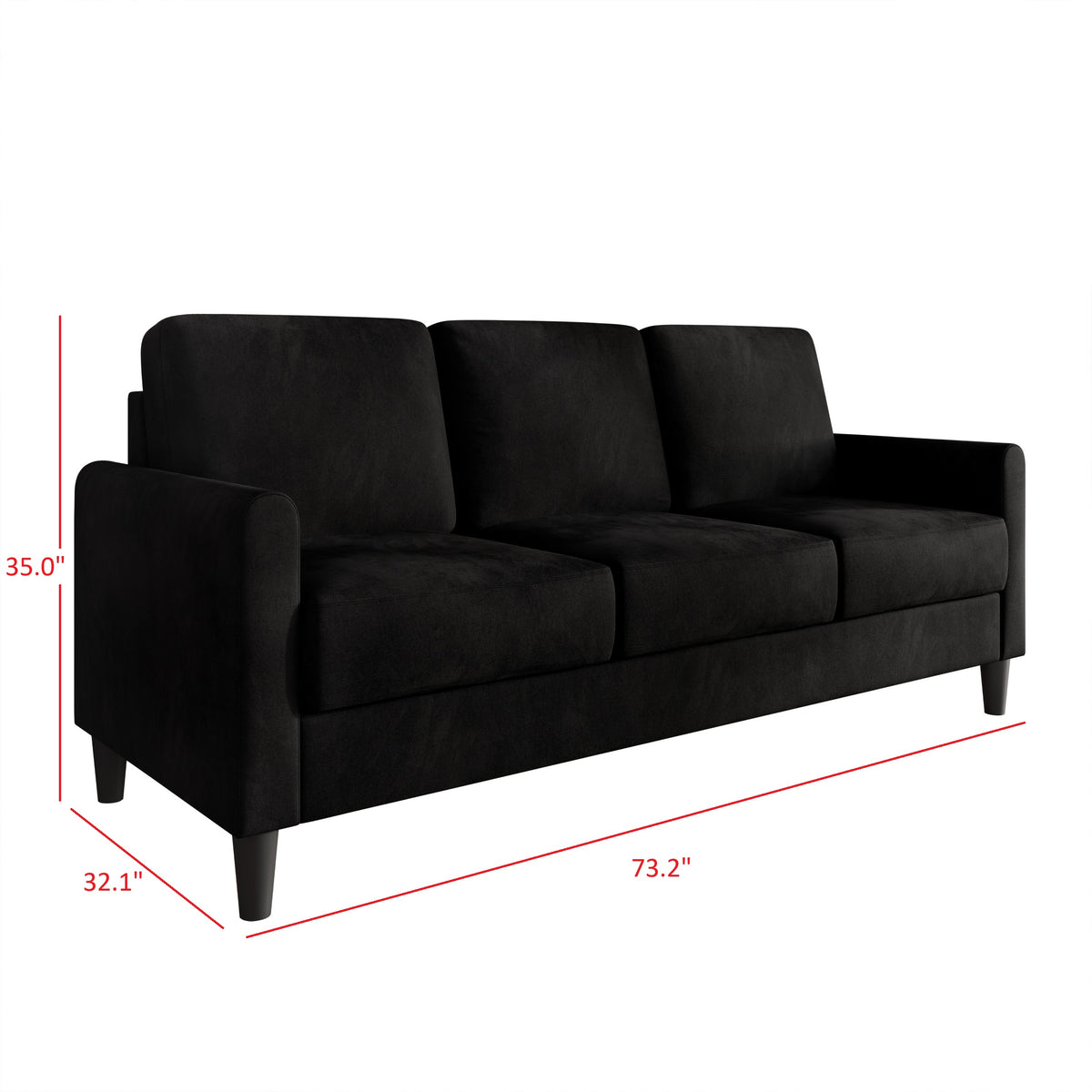 Home Design Goliad Velvet Arm Sofa with Pocket Spring, Soft Cushions, Clean Lines Design