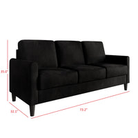 Home Design Goliad Velvet Arm Sofa with Pocket Spring, Soft Cushions, Clean Lines Design