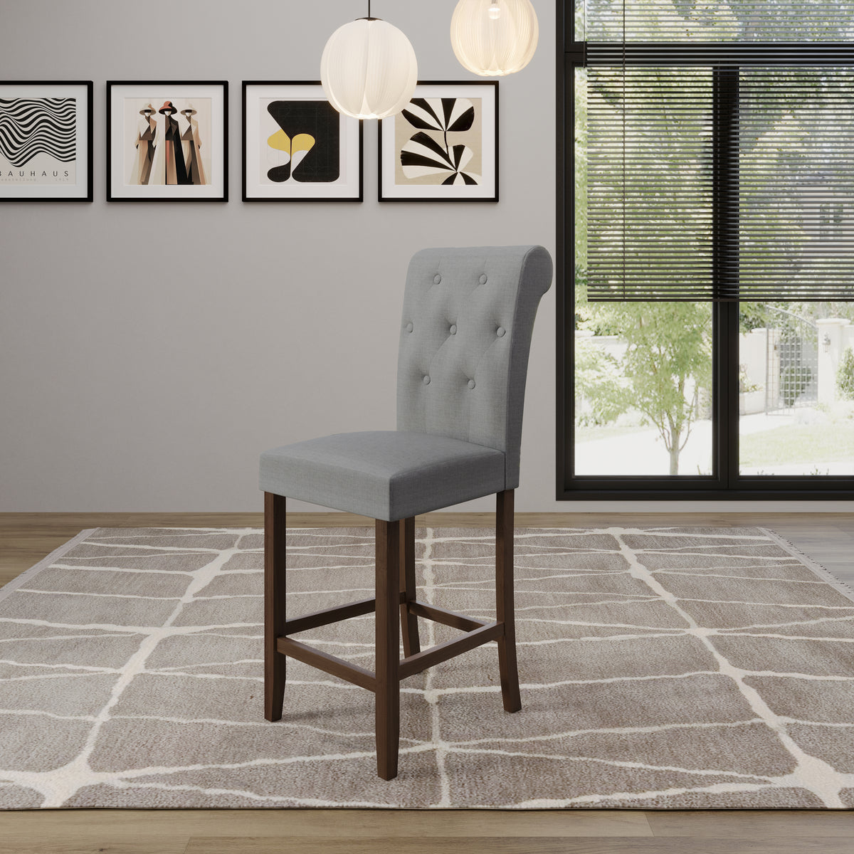 Home Design Dothan Counter Height Dining Chair (Set of 4), Gray/ Brown