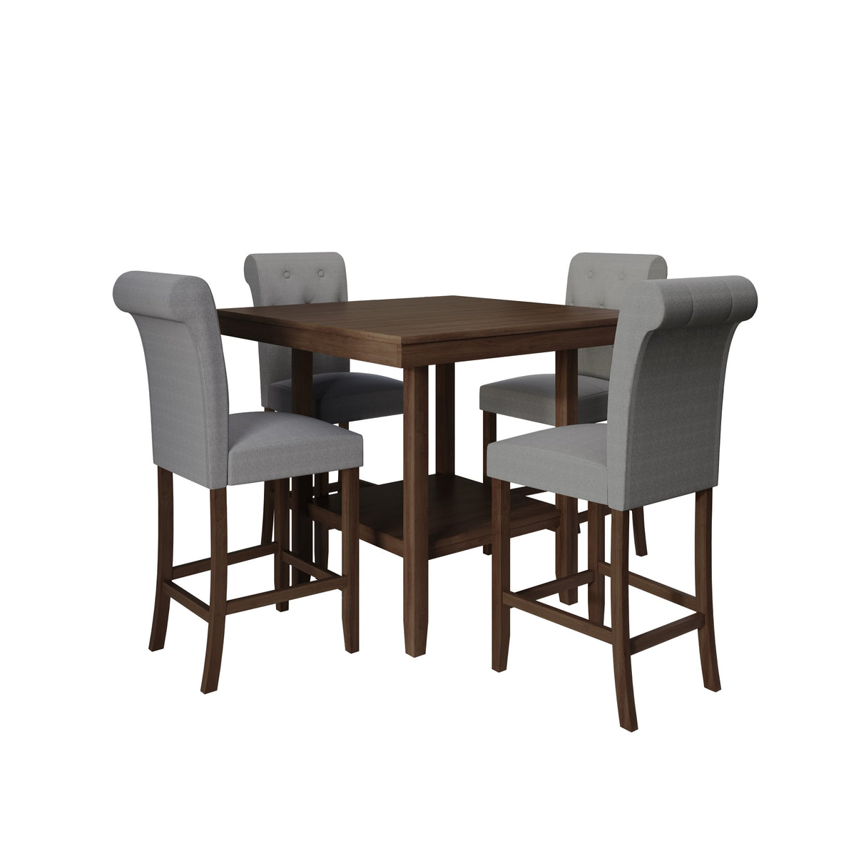 Home Design Dothan Counter Height 5 Piece Dining Set, Brown / Gray