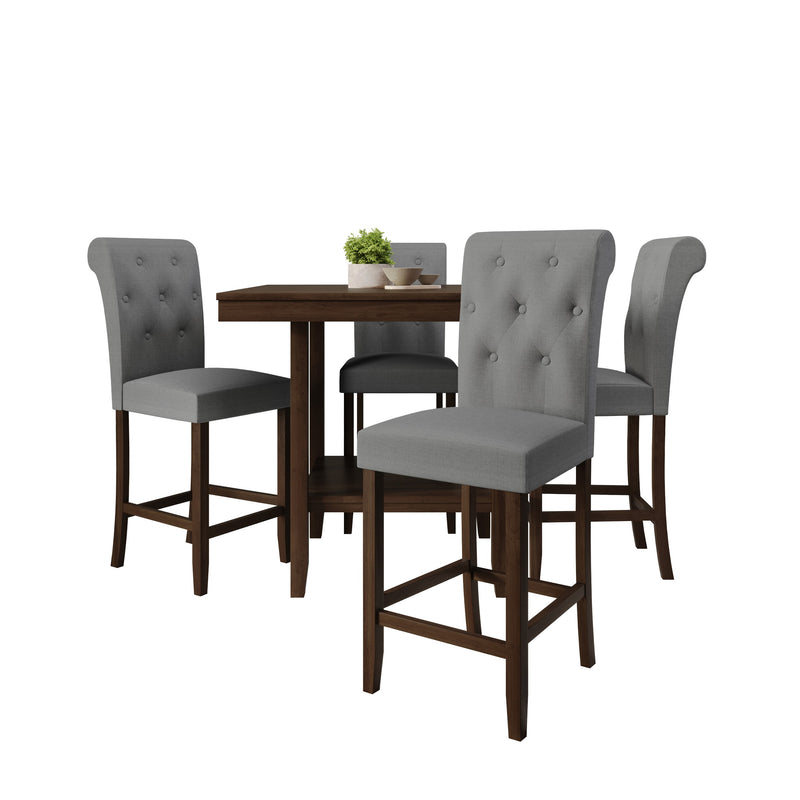 Home Design Dothan Counter Height 5 Piece Dining Set, Brown / Gray