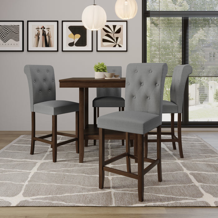 Home Design Dothan Counter Height 5 Piece Dining Set, Brown / Gray
