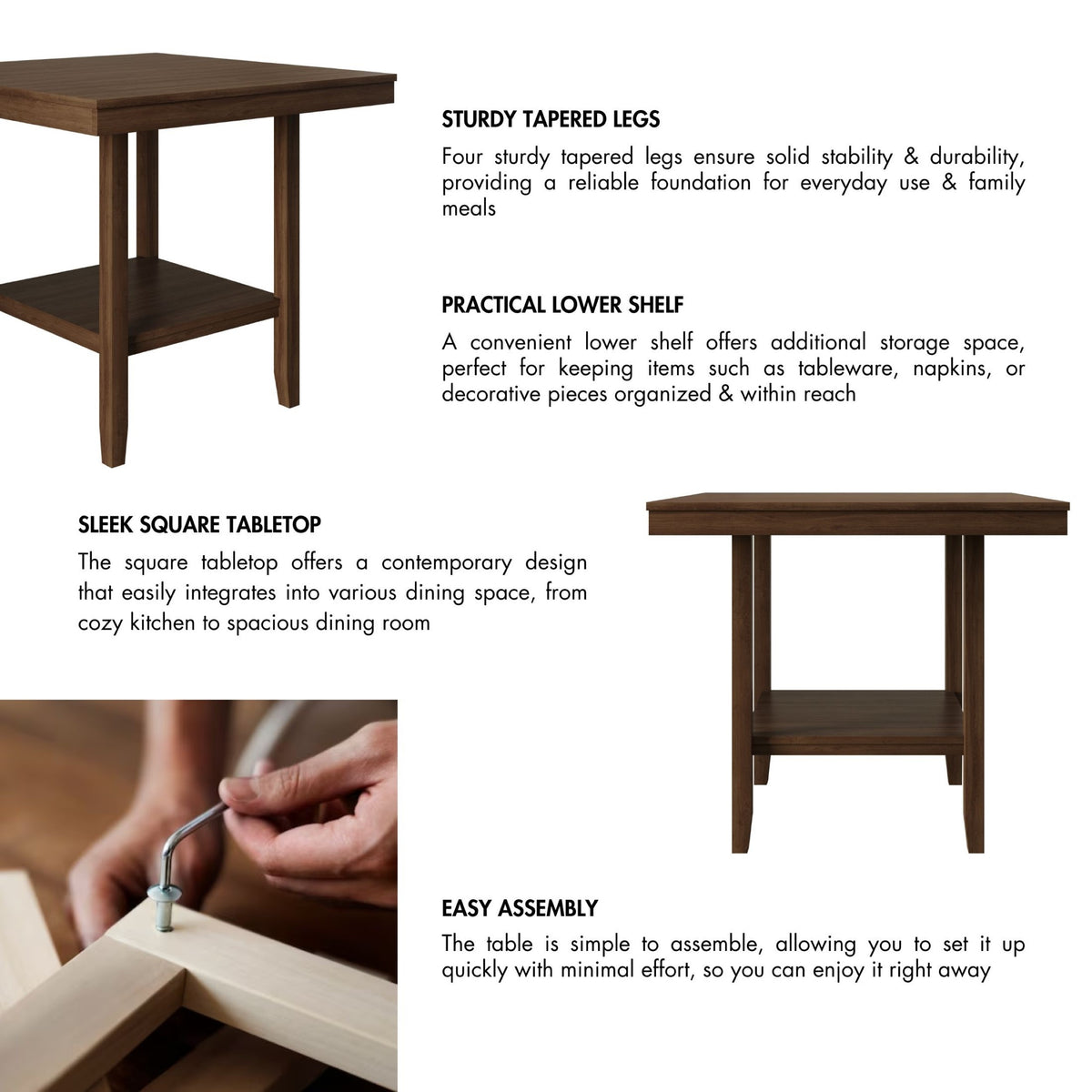 Home Design Dothan Counter Height Dining Table, Brown
