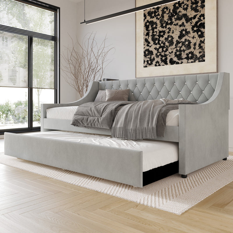Home Design Vinnie Upholstered Daybed with Trundle