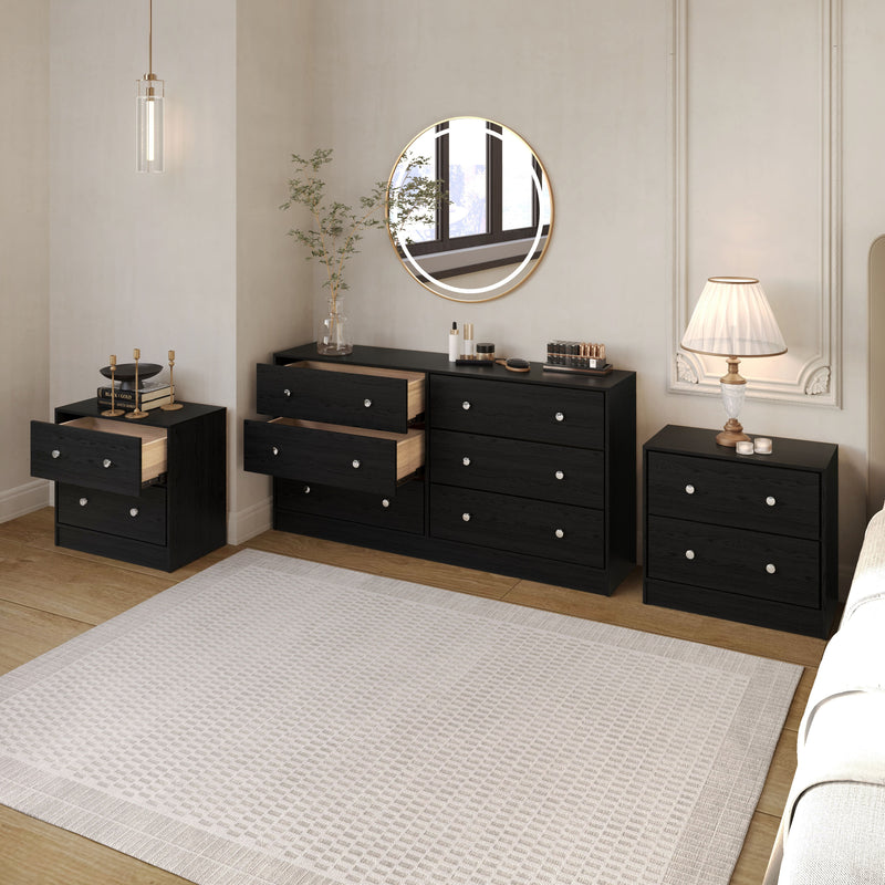 Altoona Dresser with 2 Nightstands with Ample Storage Capacity and Durable Construction, Modern Finish