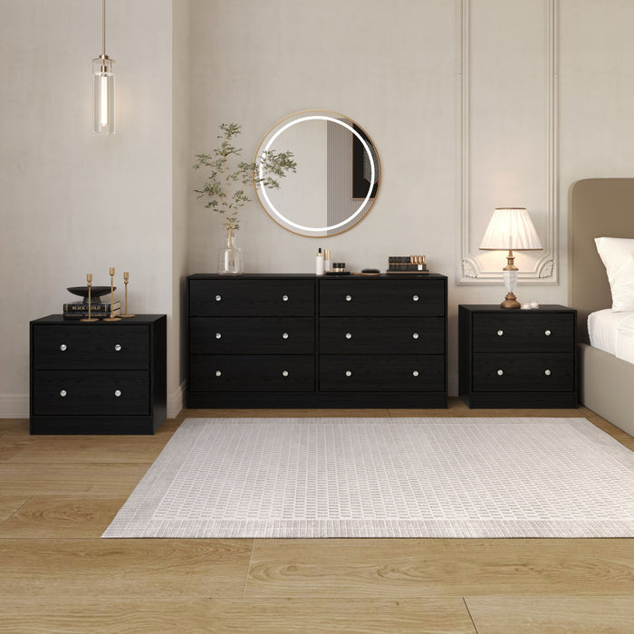 Altoona Dresser with 2 Nightstands with Ample Storage Capacity and Durable Construction, Modern Finish