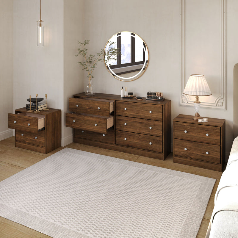 Altoona Dresser with 2 Nightstands with Ample Storage Capacity and Durable Construction, Modern Finish