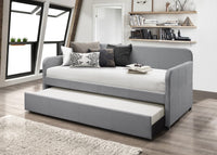 Home Design Porch & Den Anthony Upholstered Casual Daybed Set with Trundle, Gray