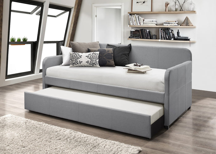 Home Design Porch & Den Anthony Upholstered Casual Daybed Set with Trundle, Gray