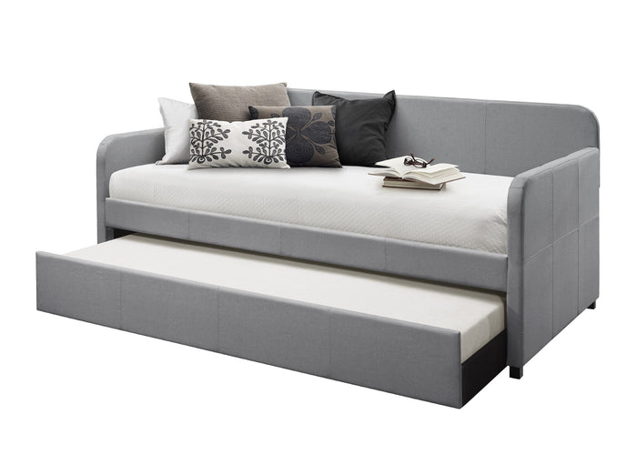 Home Design Porch & Den Anthony Upholstered Casual Daybed Set with Trundle, Gray