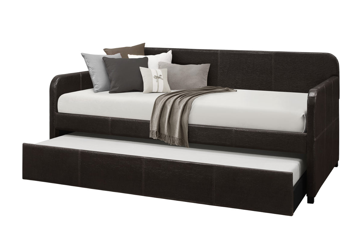 Home Design Porch & Den Anthony Upholstered Casual Daybed Set with Trundle, Gray