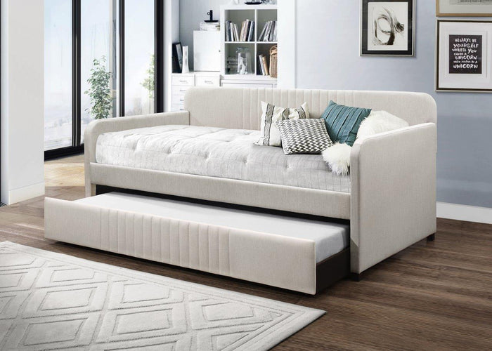 Home Design Amelia Linen Upholstered Daybed With Trundle