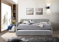 Home Design Uma Linen Upholstered Daybed with Button Tufting – Ideal for Bedroom or Guest Room