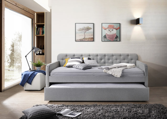 Home Design Uma Linen Upholstered Daybed with Button Tufting – Ideal for Bedroom or Guest Room