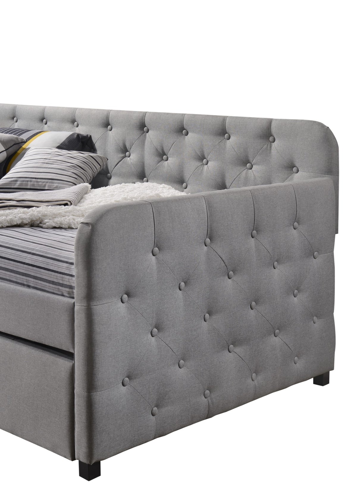 Home Design Uma Linen Upholstered Daybed with Button Tufting – Ideal for Bedroom or Guest Room